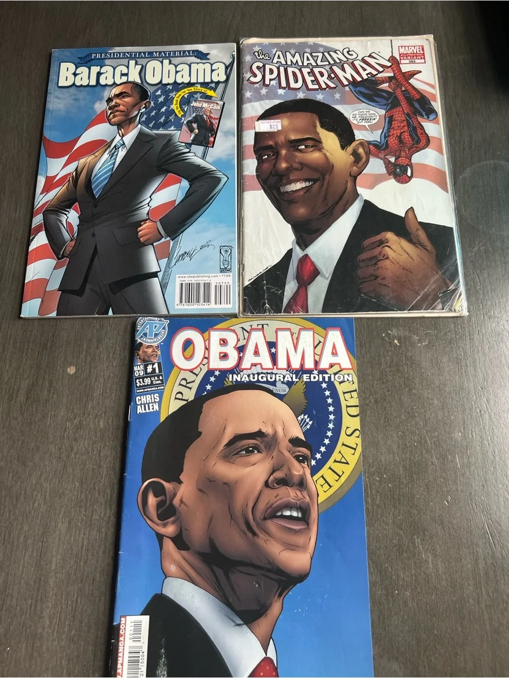 OBAMA PRESIDENTIAL COMIC LOT SPIDER-MAN 583 VARIANT IDW ANTARCTIC PRESS KEY